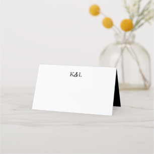 Tarjeta De Asiento Boda y amplificador de monograma moderno negro y b