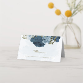 Tarjeta De Asiento bodas botánicas de flores azules marino y azul cla