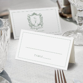 Tarjeta De Asiento Bodas con Cresta de Monograma de Rosas Francesas V