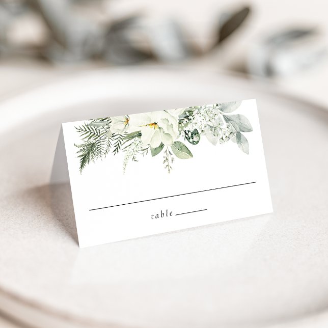Tarjeta De Asiento Bodas con Flores Blancas Lujuriantes y Verdor (Subido por el creador)