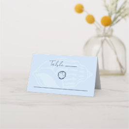 Tarjeta De Asiento Bodas de conchas azules costeras