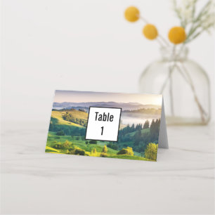 Tarjeta De Asiento Bodas de foto de naturaleza escénica de colinas on