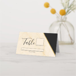 Tarjeta De Asiento Bodas de mármol dorado y marfil Geometría dorada d