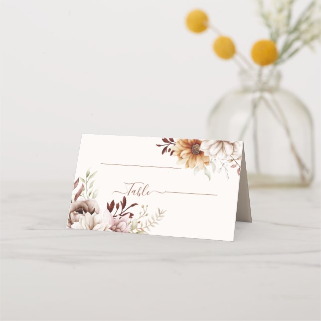 Tarjeta De Asiento bodas rústicas y elegantes boho floral (Anverso)