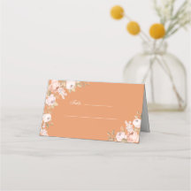 Boho Apricot Peonies Boda Place Card