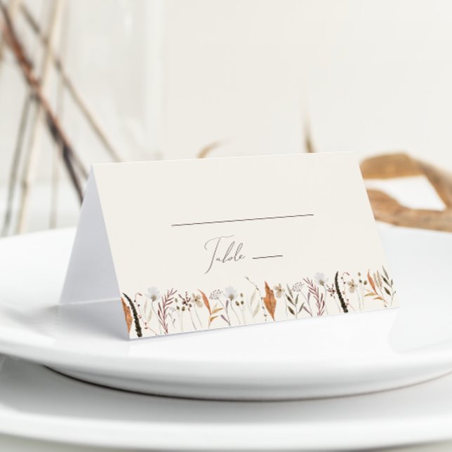 Tarjeta De Asiento Boho Autumn Wildflower | Beige plegado (Subido por el creador)
