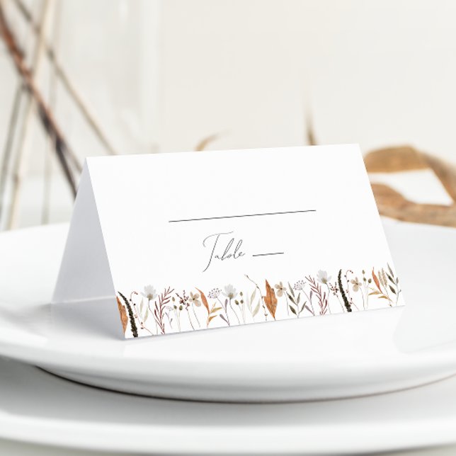 Tarjeta De Asiento Boho Autumn Wildflower | Doblado (Subido por el creador)