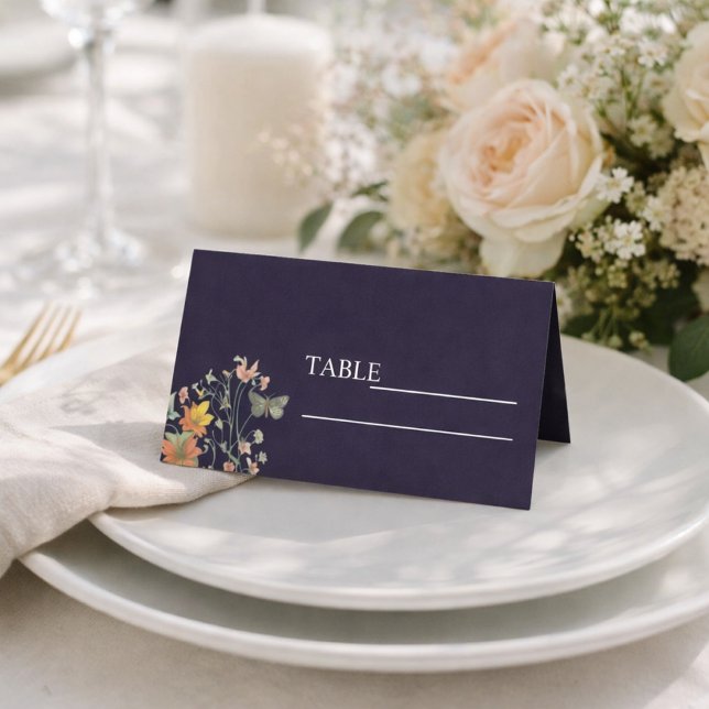 Tarjeta De Asiento Boho blue Moda Boda Place Card (Subido por el creador)
