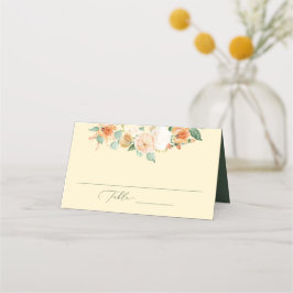 Tarjeta De Asiento Boho Botánico Yellow Greenery Floral Boda