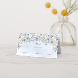 Tarjeta De Asiento Boho Elegant Dusty Blue and Ivory Flowers invierno