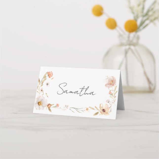 Tarjeta De Asiento Boho Flower Baby Shower (Anverso)