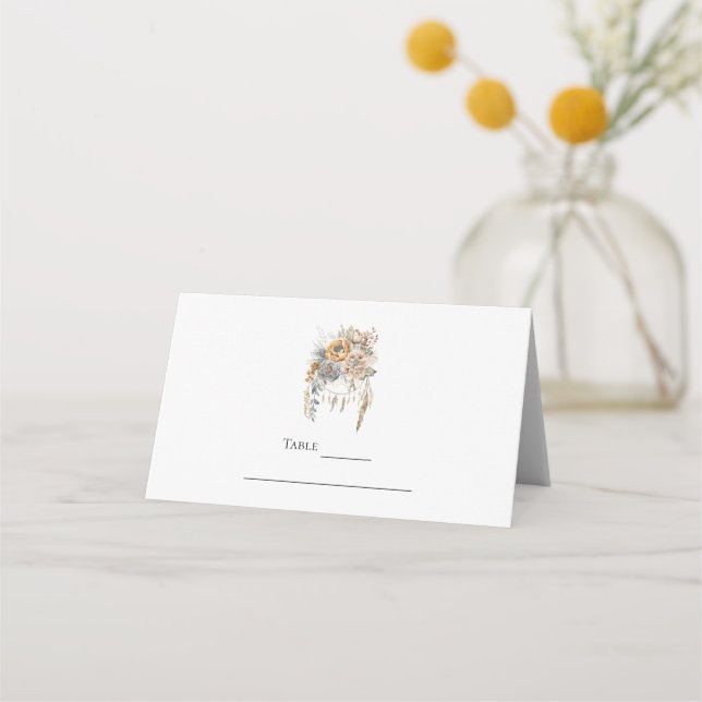 Tarjeta De Asiento Boho Flower Bouquet y Dreamcatcher Table (Anverso)