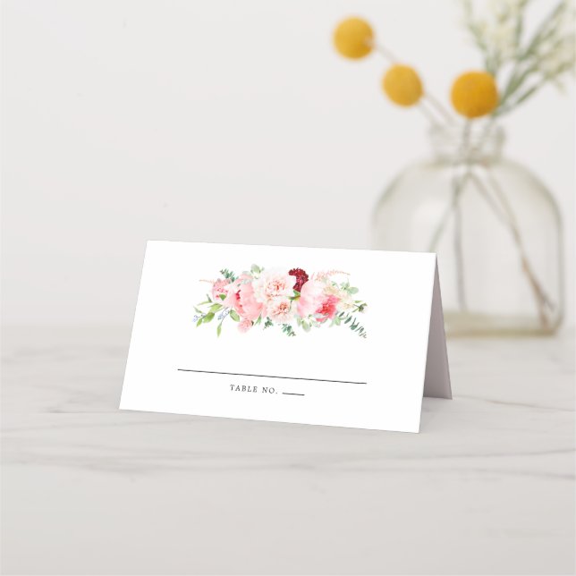 Tarjeta De Asiento Boho Moda Pink Peony Floral (Anverso)
