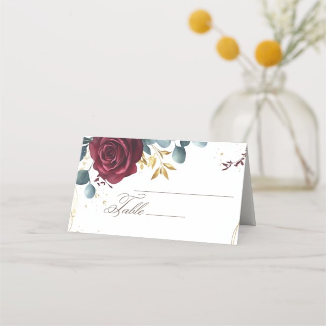 Tarjeta De Asiento Boho moderno de la Primavera de la Rosa Roja (Anverso)