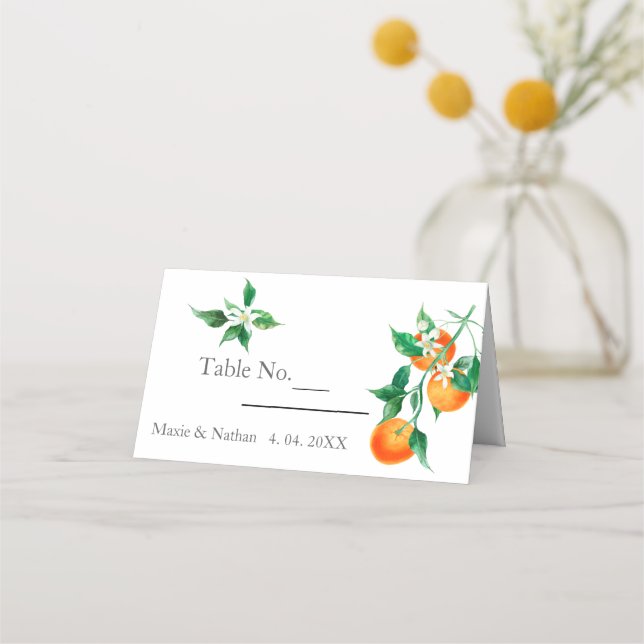Tarjeta De Asiento Boho Naranja Blossom Boda (Anverso)