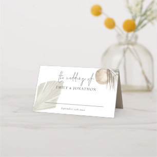 Tarjeta De Asiento Boho Pampas Grass Script Names Date Boda