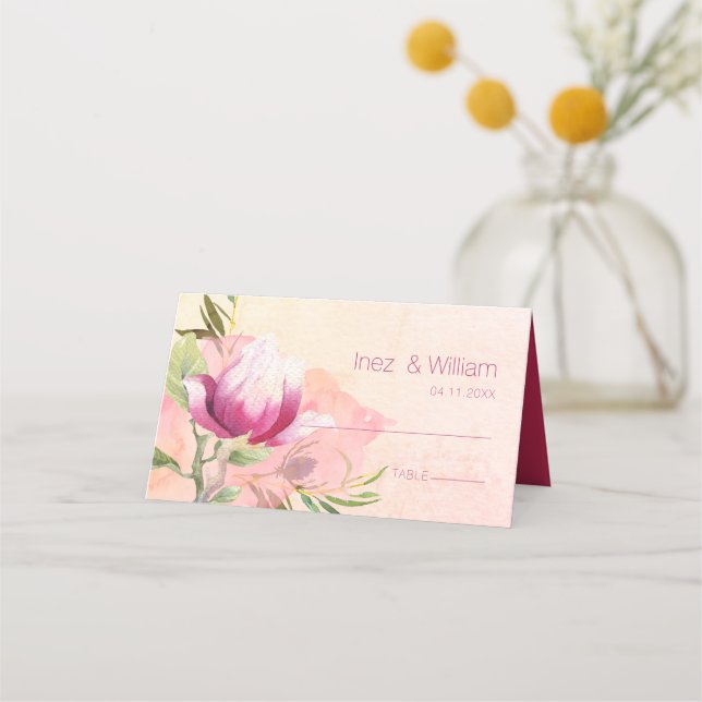 Tarjeta De Asiento Boho Pink Magnolia Sunset (Anverso)