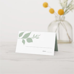 Tarjeta De Asiento Boho Sage Green Fall Foliage Boda Place Card