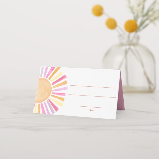 Tarjeta De Asiento Boho sol naranja amarillo rosa (Anverso)
