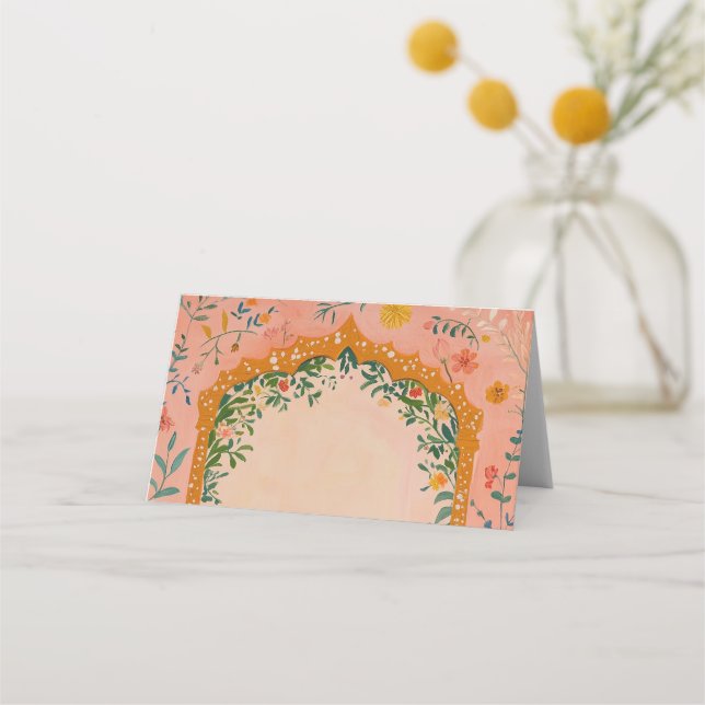 Tarjeta De Asiento Boho Summer Pink Floral (Anverso)