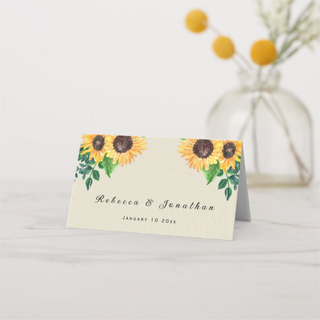 Tarjeta De Asiento Boho Sunflowers Boda (Anverso)
