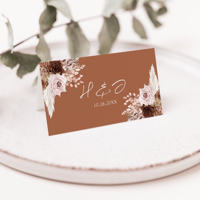 Tarjeta De Asiento Boho Terracotta Floral Elegante Boda (Subido por el creador)