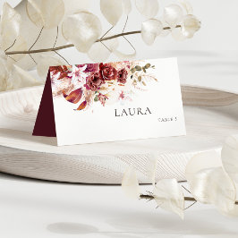 Tarjeta De Asiento Boho Wedding Place Card – Burgundy & Blush