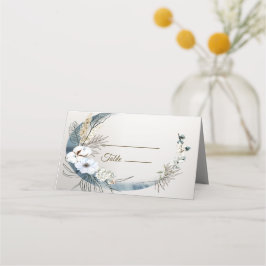 Tarjeta De Asiento Boho White Orchid Flores Blue Moon Elegant Fiesta