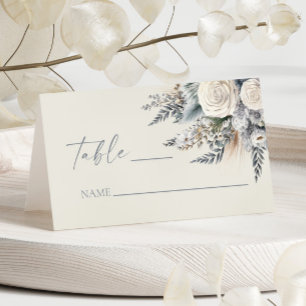 Tarjeta De Asiento Boho White Rose Flor Floral Boda Jardín