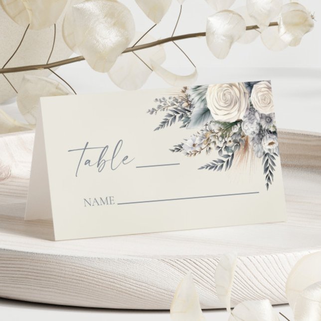 Tarjeta De Asiento Boho White Rose Flor Floral Boda Jardín (Subido por el creador)