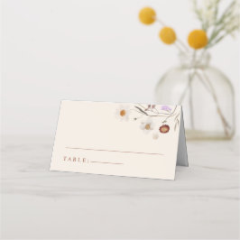 Tarjeta De Asiento Boho Wildflower Boda Beige Cartas de plaza