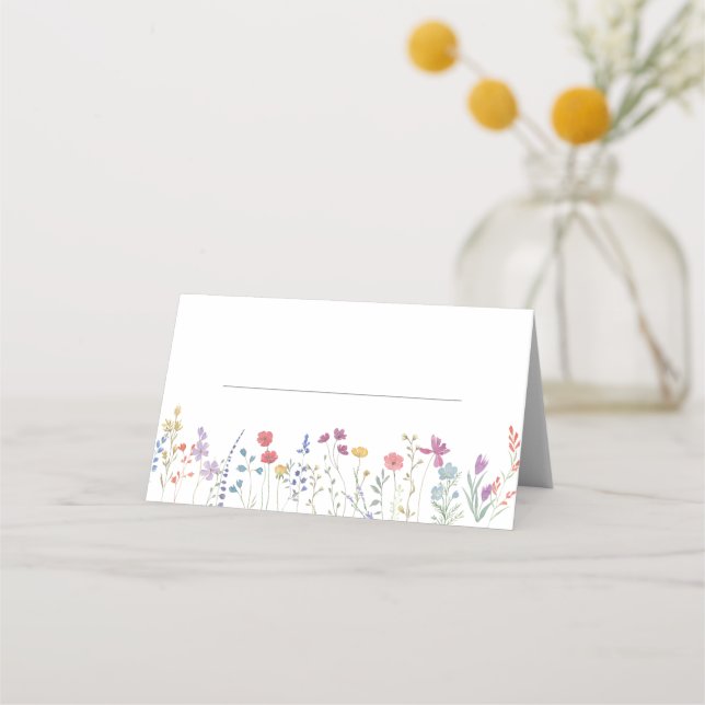Tarjeta De Asiento Boho Wildflower Boda Place Card (Anverso)