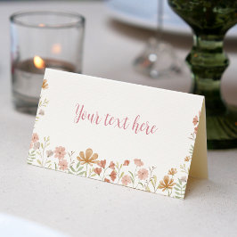 Tarjeta De Asiento Boho Wildflower Food Tent Place Card
