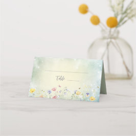 Tarjeta De Asiento Boho Wildflower Rustic Green Wedding