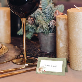 Tarjeta De Asiento Boho Winter Greenery Boughs Sage Green plegado