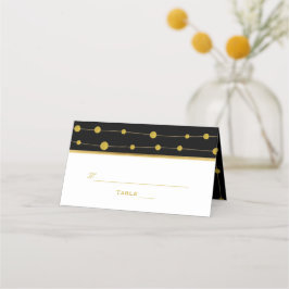 Tarjeta De Asiento Bolas de Relieve metalizado negro y dorado boda es