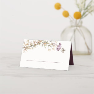 Tarjeta De Asiento Bonito Autumn Wildflowers Plum Blank Place Card