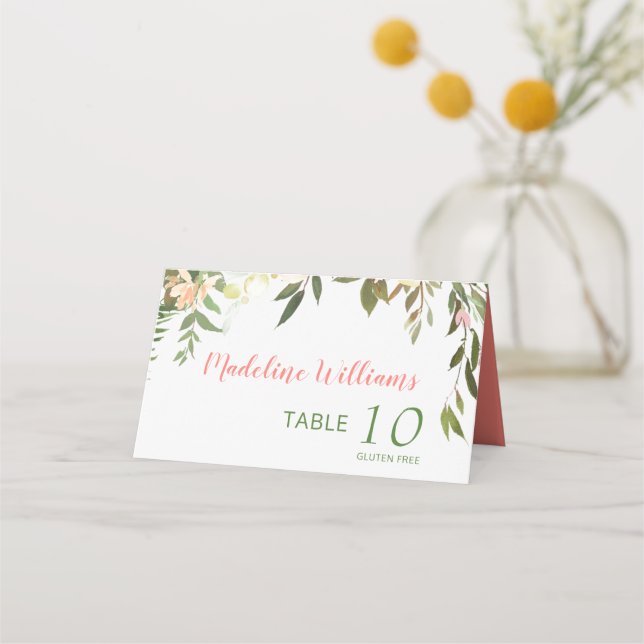 Tarjeta De Asiento Bonito Boho Creme Rosa Boda (Anverso)