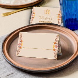 Tarjeta De Asiento Bonito floral mexicana: arte folclórico personaliz