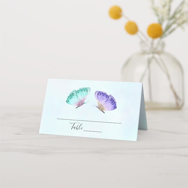 Tarjeta De Asiento Bonito Pastel Watercolor Butterfles (Anverso)