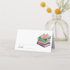 Tarjeta De Asiento Books Floral Bridal shower - wedding place cards