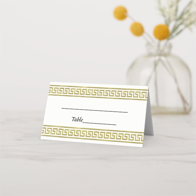 Tarjeta De Asiento Borde de meandro griego de aspecto dorado (Reverso)