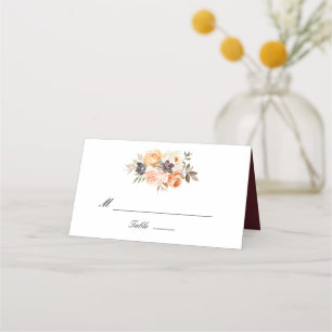 Tarjeta De Asiento Borgoña acuarela, boda dorado y rubio