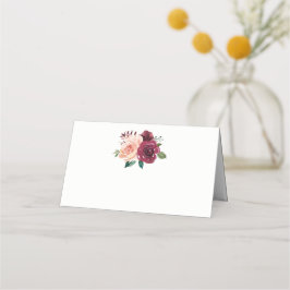 Tarjeta De Asiento Borgoña Polvorienta Rosa Rosa Boda Floral