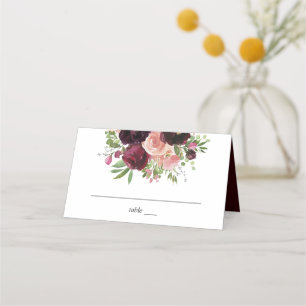 Tarjeta De Asiento Borgoña y Rubor Floral - Borgoña