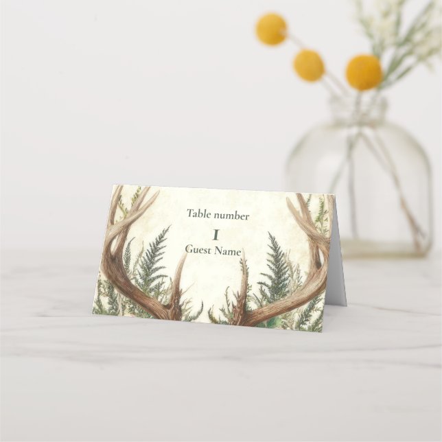 Tarjeta De Asiento Bosque Rústico de Cuerno (Anverso)