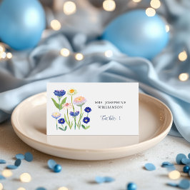 Tarjeta De Asiento Botanical Dusty Blue Wildflower Baby Shower