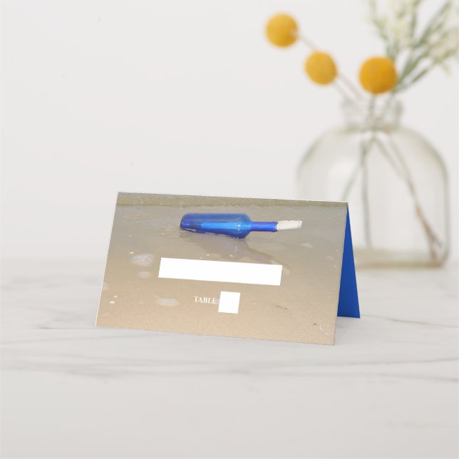 Tarjeta De Asiento Botella En La Boda De Arena De Playa (Anverso)