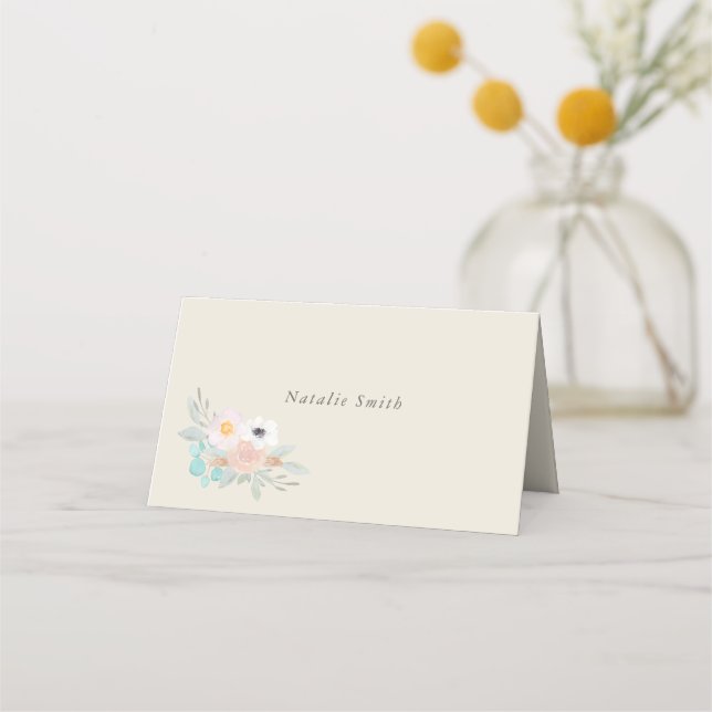 Tarjeta De Asiento Bouquet acuarela, carteles (Anverso)