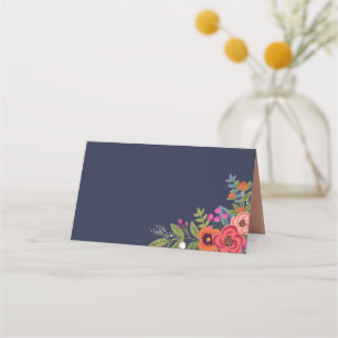 Tarjeta De Asiento Bouquet bohemio - Azul marino